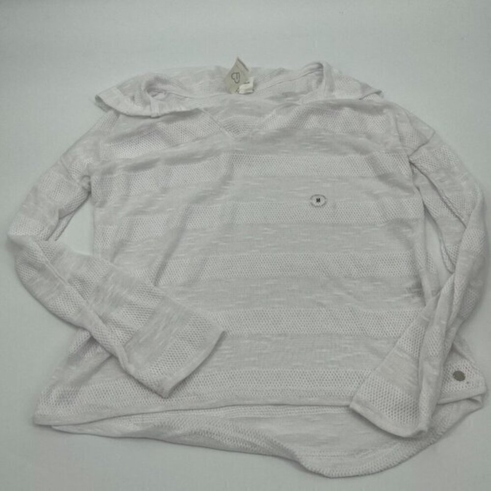 Live Love Dream Womens Hoodie Medium White Cut Out Sheer Hooded Casual Knit New